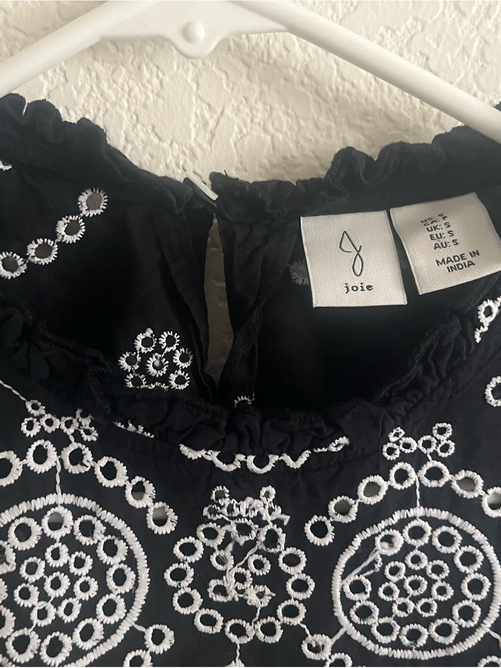 Joie Black Blouse with White Circular Embroidery - Picture 5 of 9